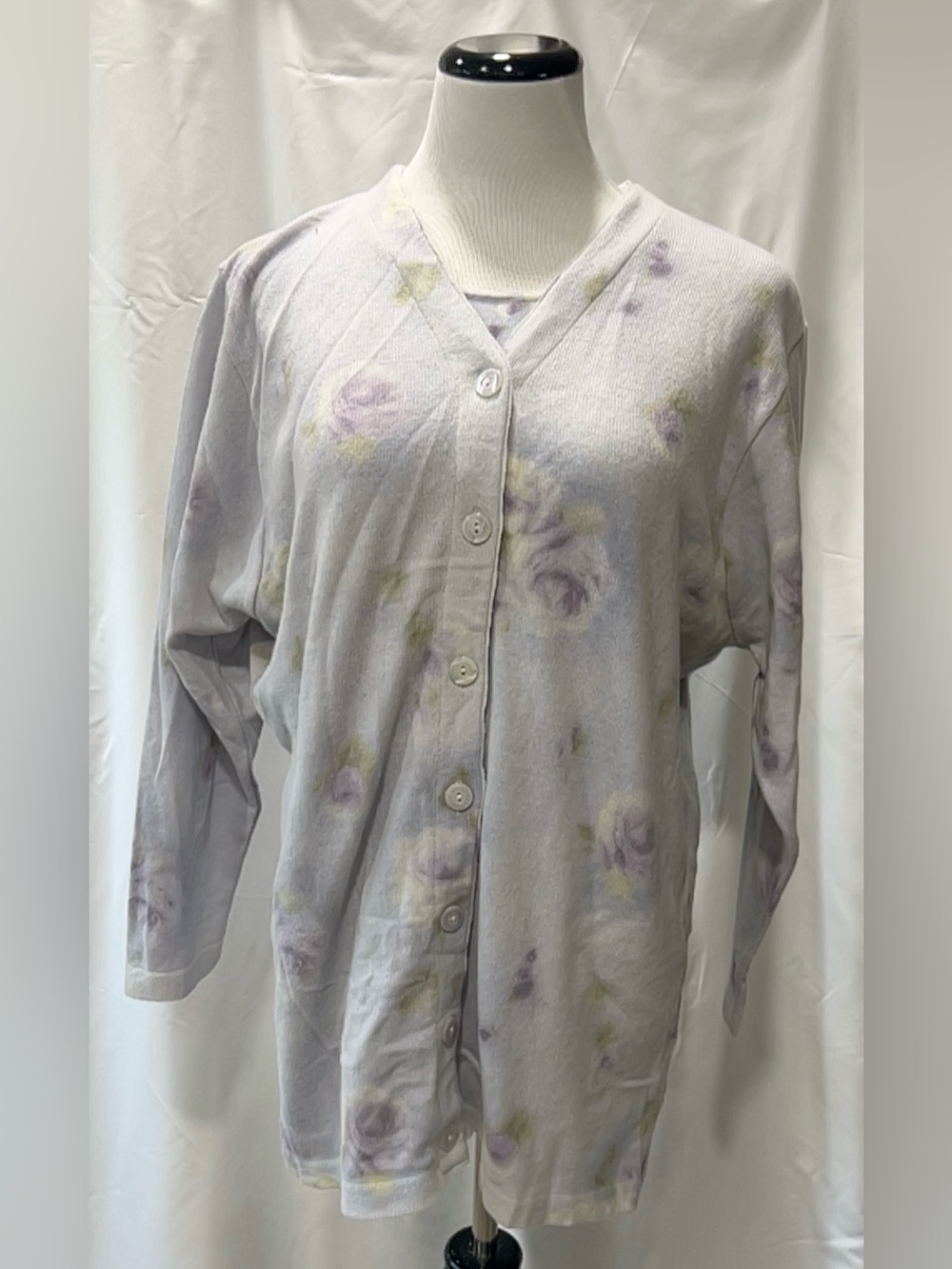 Gabriella T Made in Italy 2 Pc Floral Cardigan and Blouse Matching Set Sz L 1X